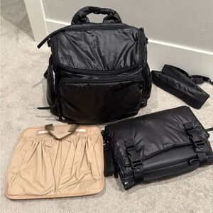 Caraa Baby Bag Medium Black Nylon Diaper Bag AND Changing Kit